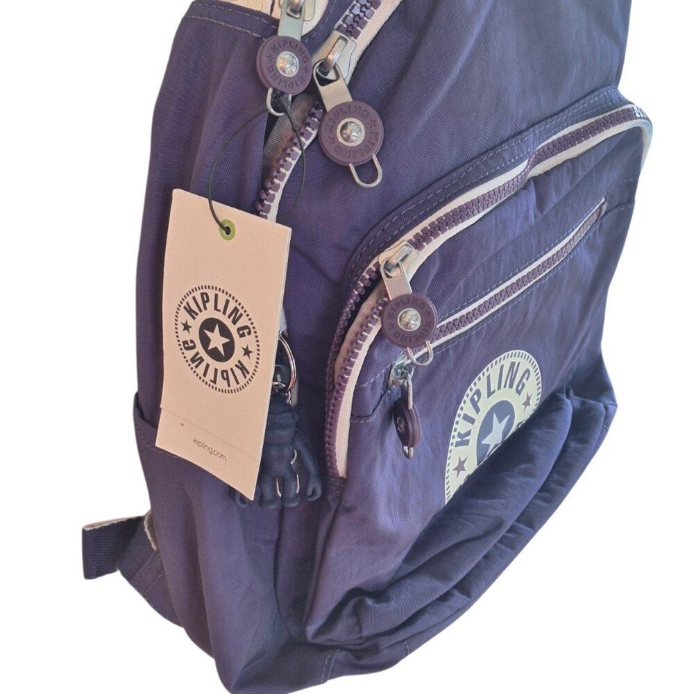 NWT Kipling Seoul Small Backpack Galaxy Blue Rubber Monkey Charm - Picture 2 of 12